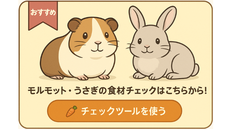 モルモットとウサギの食材チェックツールバナー